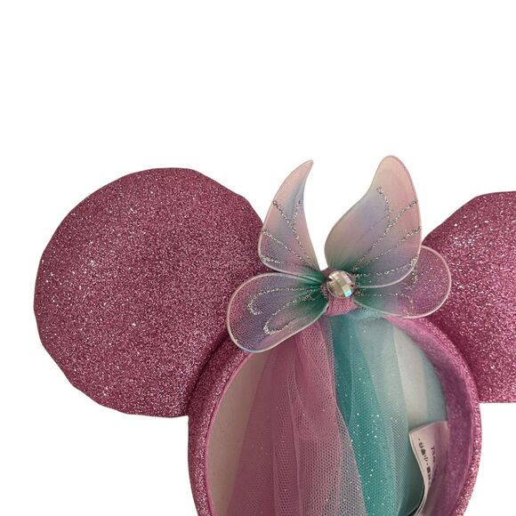 Disney Parks Fairy Wings Ear Headband Sparkle Pink Blue Veil - Picture 3 of 4